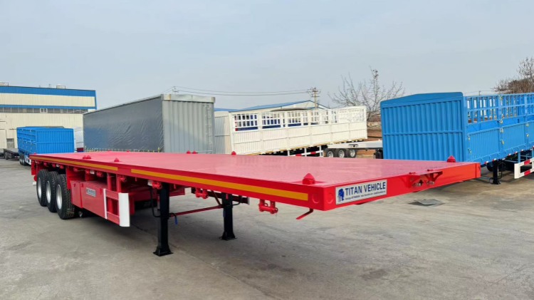 Tri Axle 60 Ton Flat Bed Trailer For Sale Near Me In Djibouti