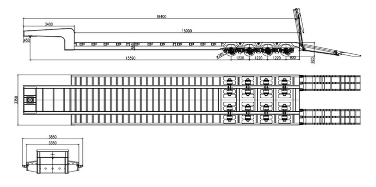 4 Axles 150 Tons Heavy Load Low Bed Trailers In Djibouti